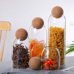 Cork Ball Stopper Storage Bottle Transparent Tea Canister Coffee Bean Sealed Jar Large Capacity Creative Simple Storage Bottle