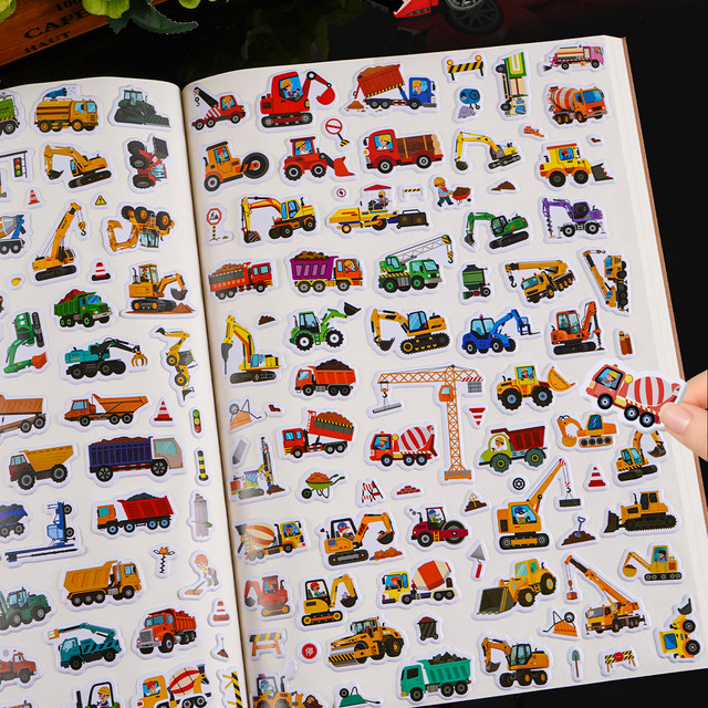 Automobile engineering car stickers book construction site traffic stickers stickers 2-3 to 6 years old children early education enlightenment 4 boys toys 5
