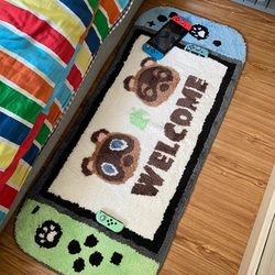 Cartoon Switch Game Console Bedroom Balcony Bay Window Rug Easy to Care for Faux Cashmere Carpet Wear-Resistant Non-Slip Bedside Rug