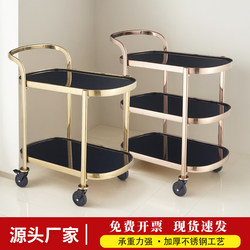 Luxury Beverage Cart, Double-Layer Cake Cart, Hotel Ktv Silent Trolley, Stainless Steel Commercial Mobile Dining Cart