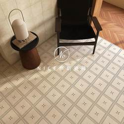 French Cream Style Bathroom Tiles Black and White Retro Tiles Guesthouse Restaurant Non-Slip Floor Tiles Balcony Kitchen Wall Tiles