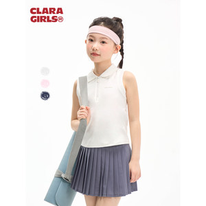 
claragirls girls sports polo vest cool sleeveless T-shirt 2026 spring and summer children's tennis training clothes