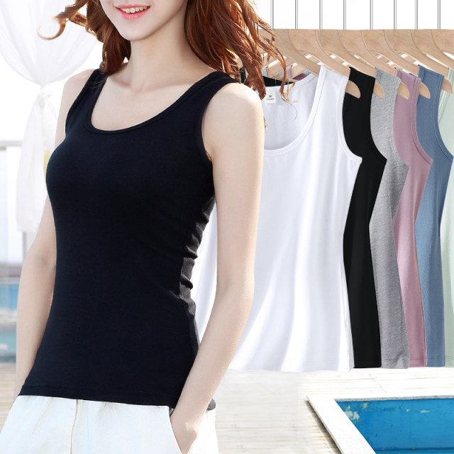 Black pure cotton camisole for women in spring, summer and autumn, large size I-shaped sleeveless top and bottoming shirt for outer wear and inner wear