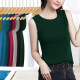 Dark green wide shoulder strap suspender vest for women with round neck sleeveless straight style middle-aged and elderly mothers commuting to cover their breasts