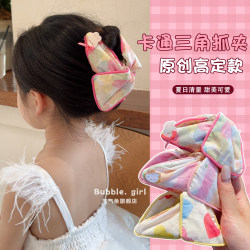 Children's Cartoon Triangle Hair Clip for Girls 2025 New Korean Style Back-Of-Head Shark Clip Cute Hairpin for Little Girls