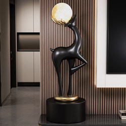 Entrance Hall Wall Niche Deer Floor-Standing Ornament, Symbolizing Prosperity and Good Fortune, Decorative Lamp Next to the Living Room Tv Cabinet, Housewarming Gift