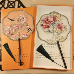 New Style Embroidered Round Fan, Chinese Style Hanfu Round Fan, Ancient Style Versatile Retro Fan, National Style Dance Embroidered Semi-Handmade Fan