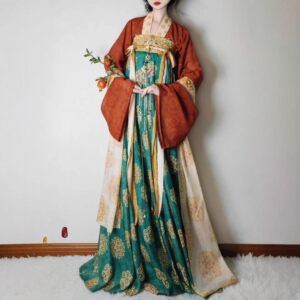 
Original Hanfu Women [Fanghua Record] Tang style reproduction Tang style double-breasted shirt one-piece chest-length torn skirt suit