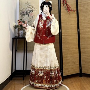 
Original Hanfu for women [Shishi Ruyi] Ming Dynasty plus velvet and thickened Bijia horse face skirt New Year's greetings suit winter style