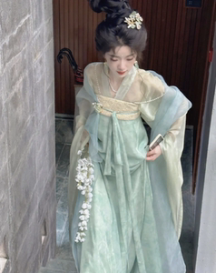 
Original Hanfu women [Chunming] Tang Dynasty double-breasted shirt and chest-length skirt small Tang style adult ancient costume suit summer style