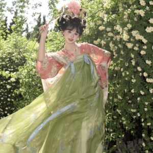 
Original Hanfu women [Mo Mingtang-Jingxun] Tang Dynasty-made Tang style double-breasted shirt and chest-length skirt green suit