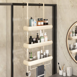 Cream-Colored Bathroom Shelf, No-Drill Installation, Toilet Shower Room Hanging Basket, Bath Room Shelf, Bathroom Storage Rack