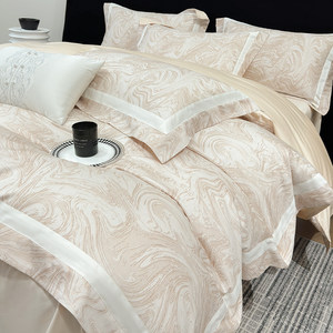 
Class A mother and baby grade 200 long velvet cotton four-piece set printed cotton quilt cover bed sheet high-end pure cotton bedding 4