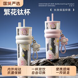 Pure Titanium Thermos Cup for Girls, High-Looking Straw Water Cup, 2026 New Style Coffee Cup, Birthday Gift, Titanium Cup, Portable