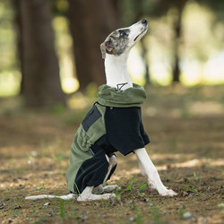 High-end pet clothing for medium and large dogs to keep warm in autumn and go out at home, windproof and dirt-proof polar fleece high collar detachable dog