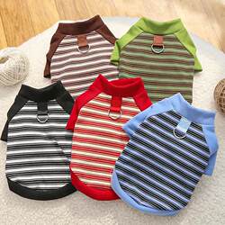Autumn and winter new pets, small, medium and large dogs, cats, clothing and accessories, bottoming shirts, striped velvet teddy bears
