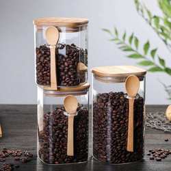 Cross-border high borosilicate glass seasoning jar set square with spoon cereal storage bottle storage jar sealed jar
