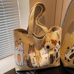 Canvas Bag for Women 2025 New Large-Capacity Shoulder Bag for Students Attending Class and Commuting Tote Bag Casual Versatile Handbag