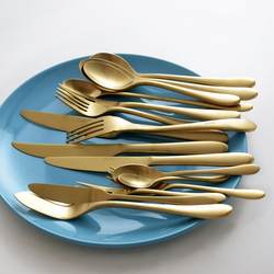 Dutch style creative ins matte golden steak knife and fork spoon fruit fork drink spoon western food tableware set