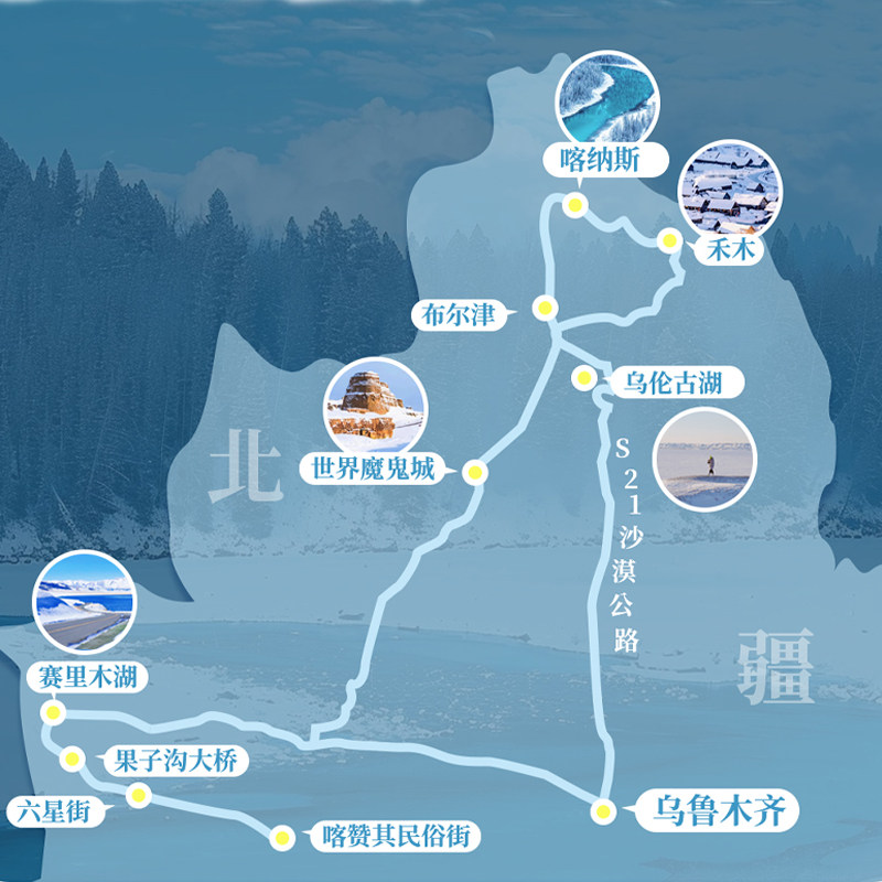 趣寻疆雪I 新疆旅游北疆环线阿勒泰赛里木湖禾木喀纳斯纯玩9天8晚