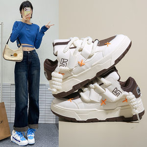 
Bread shoes for women 2023 new white shoes spring and autumn women's shoes sports shoes heightening shoes versatile casual thick-soled sneakers