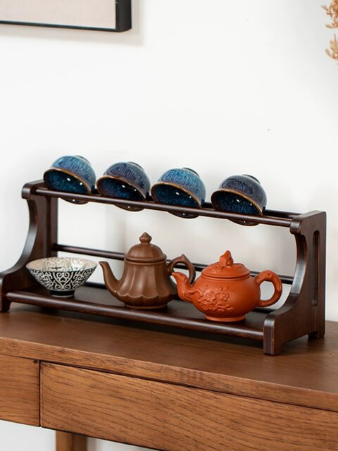 Tea cup rack Chinese small-sized Bogu rack tea set teapot storage rack ...