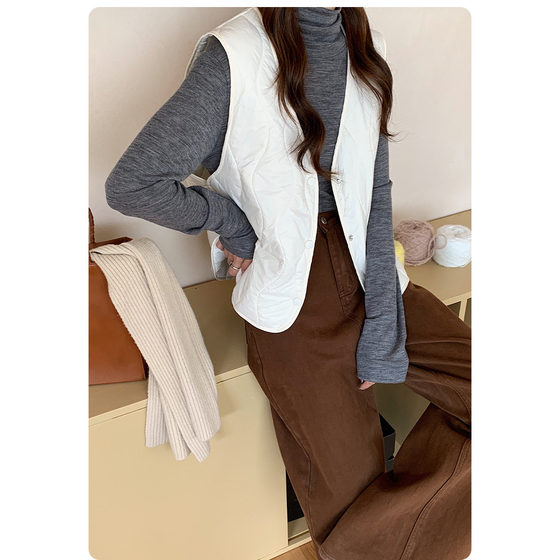 
Basic style Xiaoxiangfeng autumn new thin versatile wool vest base warm loose jacket women's dg