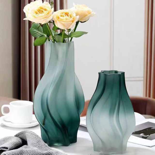 Nordic simple style glass creative flowers special vase living room bedroom lily frosted gradient home furnishings