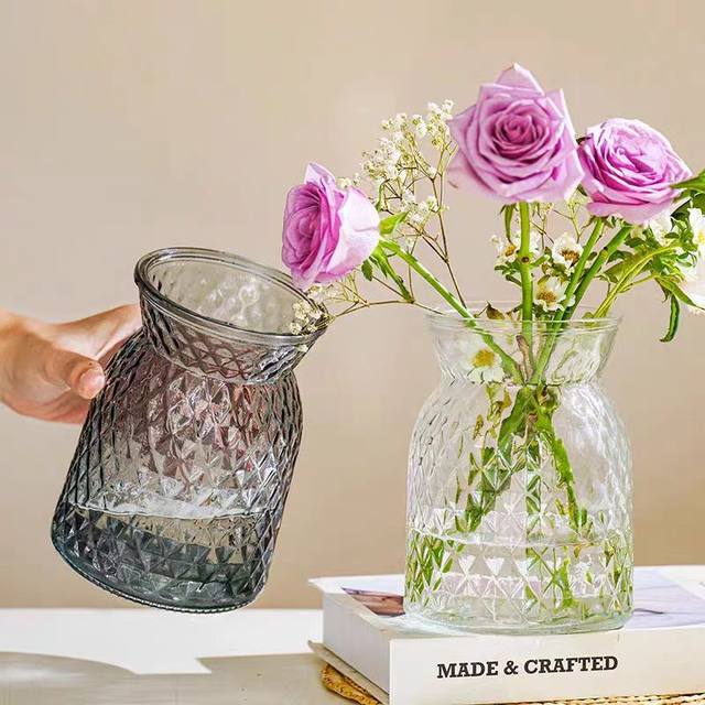 European light luxury vase glass transparent living room vase hydroponics high-end creative closing cloth bag home decoration