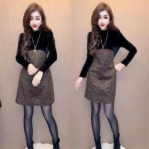 
European style lady style fashionable leopard print dress for women 25 winter style fashionable design high waist slim A-line skirt