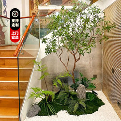 Simple and Luxurious Artificial Horsewood Tree, Green Plant for Landscaping, Indoor Staircase Corner, Window Display, Floor-Standing Landscape Decoration