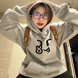 2025 New Popular Thin Hoodie Autumn and Winter Fleece-Lined Thickened Sweatshirt for Women Loose Oversize American High Street Style