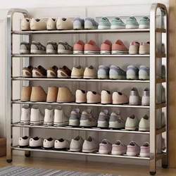 Shoe Cabinet Entrance Household Stainless Steel Shoe Rack Multi-Layer Simple Shoe Rack for Home Entrance Thickened Large Capacity for Use Outside the Corridor