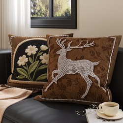 Retro Maillard Pillow, Double-Sided, New Chinese Style, Accessible Luxury Pillow, High-End Bedroom Bedside Soft Cushion, Sofa Cushion