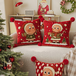 Red Christmas Pillow with Star Design, Sofa Back Cushion with Insert, Bedroom Headboard Bed Window Sill Decorative Cushion Lumbar Support
