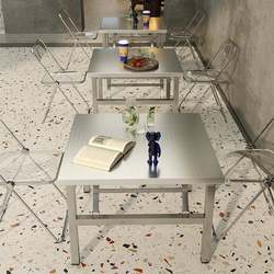 Stainless steel folding table portable barbecue table outdoor stall commercial night market stall small square table simple dining table