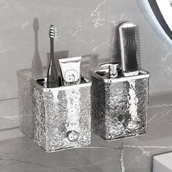 Bathroom Toothbrush and Toothpaste Holder, Comb Storage Rack, Punch-Free Wall-Mounted Toilet Washbasin Razor Storage Tube