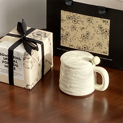 Rock Texture Ceramic Mug, Home Breakfast Coffee Cup, Niche High-End Birthday Gift, Girl's Water Cup