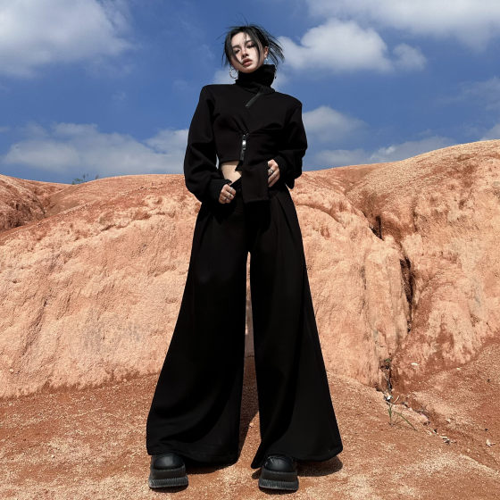 Blackgirl [Edge of Doom] Dark Wind Ninja Style Set Premium Design High-Elastic Loose Slim
