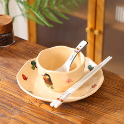 Bowl for Home Use 2025 New Model Parent-Child Tableware High-Value Rice Bowl Personal Use Exquisite Single-Person Ceramic Bowl and Chopsticks Set