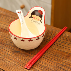 Cute and Beautiful Ceramic Rice Bowl for Home Use, 2025 New Model, High-Value Personal Use Eating Bowl and Chopsticks Tableware Set