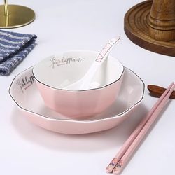 Bowl for Home Use 2025 New Model High-Value Rice Bowl Personal Use One Person One Color Exquisite Bowl and Chopsticks Tableware Single Set