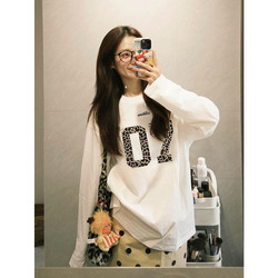 American Style Early Autumn Super Cute White Long-Sleeved T-Shirt for Women, Spring and Autumn 2025 New Loose and Lazy Style Inner Wear