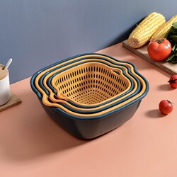 Double-Layer Kitchen Sink Drain Basket for Washing Vegetables and Fruits, Household Plastic Water Filter Basket for Living Room