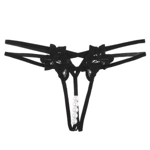 
Sexy large size pearl underwear plus one lace sexy thong t high quality large particle necklace with pearls