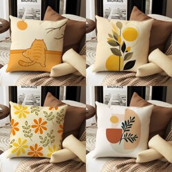 Geometric Orange Pillowcase, Living Room Sofa, Bedroom Bedside Double-Sided Pillow, Nap Waist Cushion, Removable and Washable