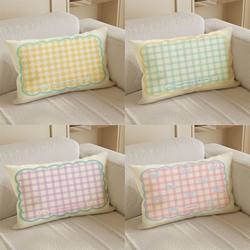Cute and Fresh Cream-Style Girly Plaid Pillow, Adorable Throw Pillow for Bedroom, Dormitory, Headboard, Sofa, Cushion Cover