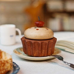 Solid Wood Cupcake Music Box, Eight-Tone Sky City, Cute and Healing, Stress-Relieving Desktop Ornament, Small Gift for Girls