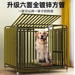 Full Tube Dog Cage for Medium and Large Dogs, Indoor with Toilet, Skylight, Feeding Door, Movable Universal Wheels, for Small, Medium and Large Dogs