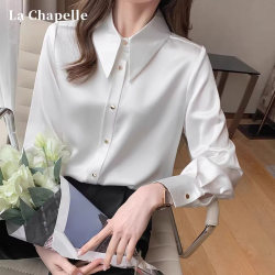 La Chapelle Acetate Satin Shirt for Women, Spring and Autumn 2026 New High-End Outerwear, Fashionable and Elegant Professional Shirt